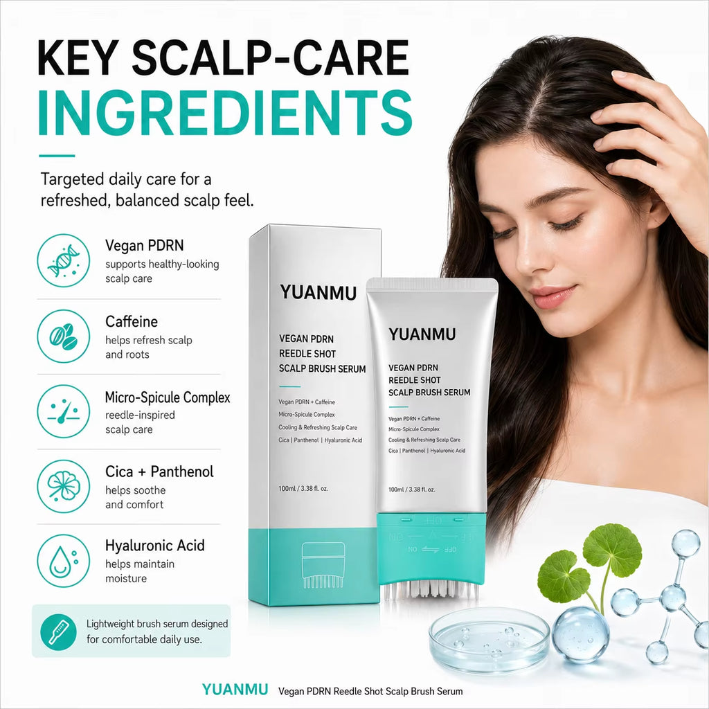 Vegan PDRN Reedle Shot Scalp Brush Hair Serum Caffeine Cooling Refreshing Scalp Care Non-Greasy Hair Repair Cruelty-Free Scalp