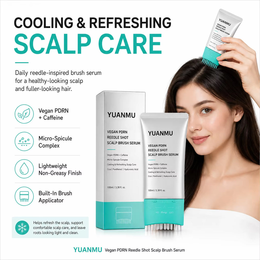 Vegan PDRN Reedle Shot Scalp Brush Hair Serum Caffeine Cooling Refreshing Scalp Care Non-Greasy Hair Repair Cruelty-Free Scalp